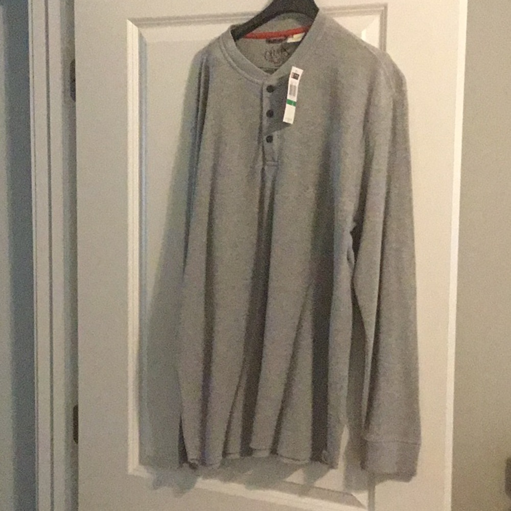 Chaps Heather Gray Henley Shirt, size Large